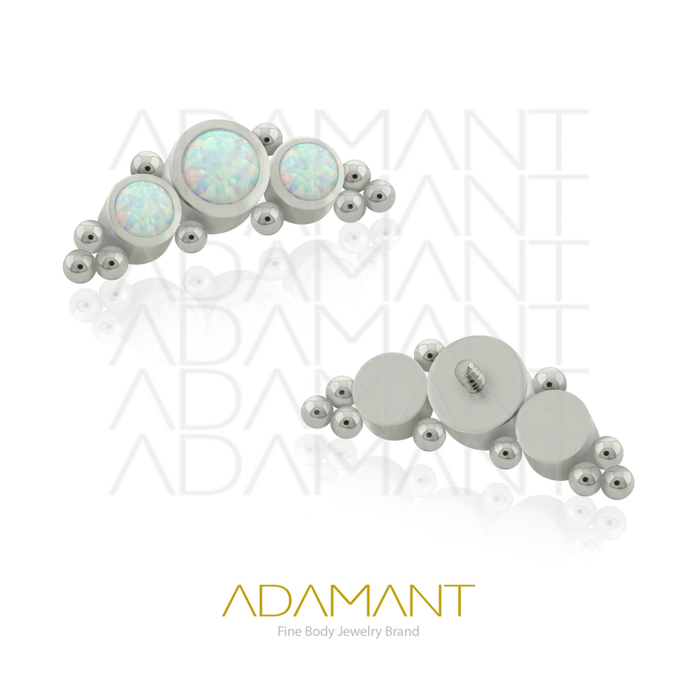 18g - 16g, Titanio Accesorio Rosca, 0.9mm Patrón de rosca, Solstice, Bezel Set, Opal.