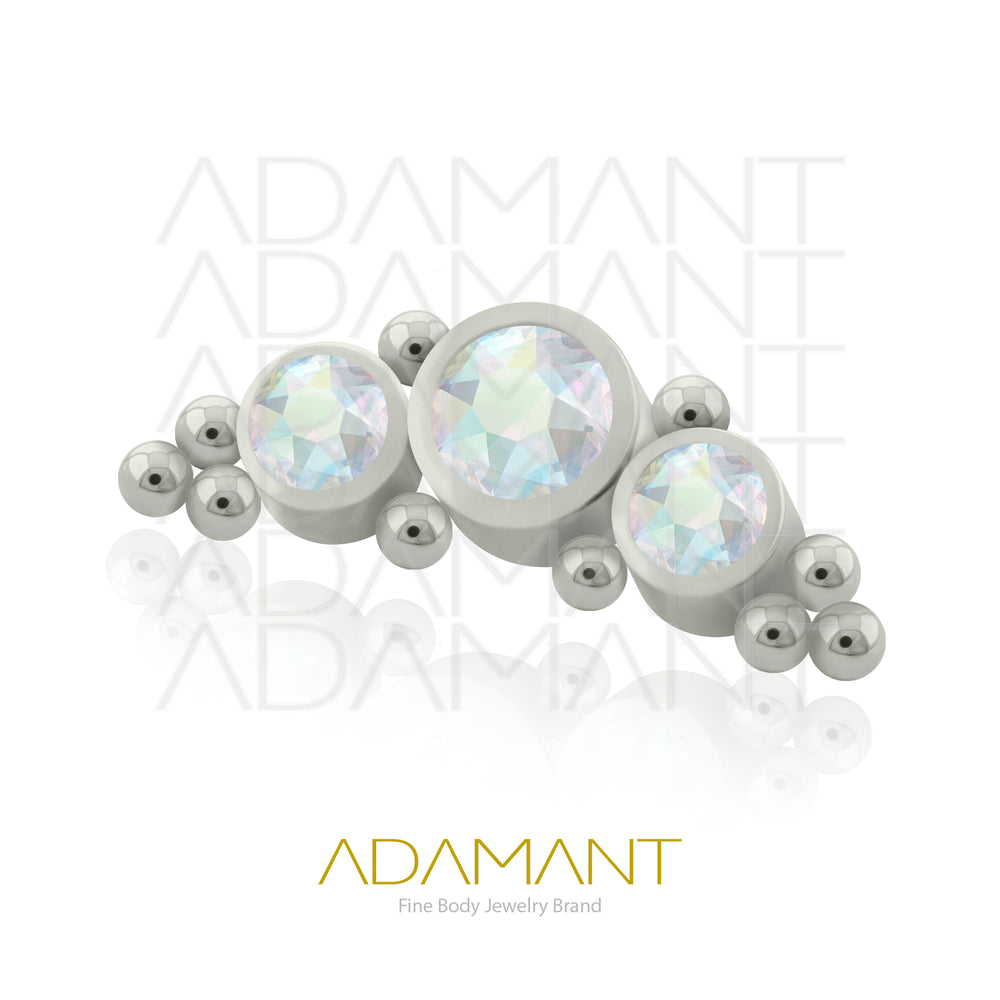18g - 16g, Titanio Accesorio Rosca, 0.9mm Patrón de rosca, Solstice, Bezel Set, Cubic Zirconia.