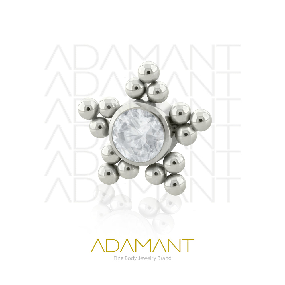 18g - 16g, Titanio Accesorio Rosca, 0.9mm Patrón de rosca, Star Bead, Bezel Set, Cubic Zirconia.
