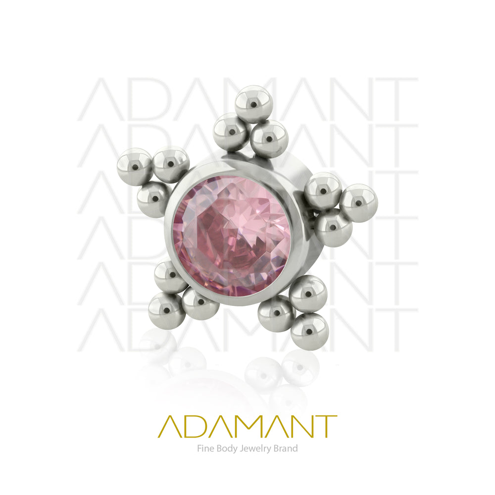 18g - 16g, Titanio Accesorio Rosca, 0.9mm Patrón de rosca, Star Bead, Bezel Set, Cubic Zirconia.