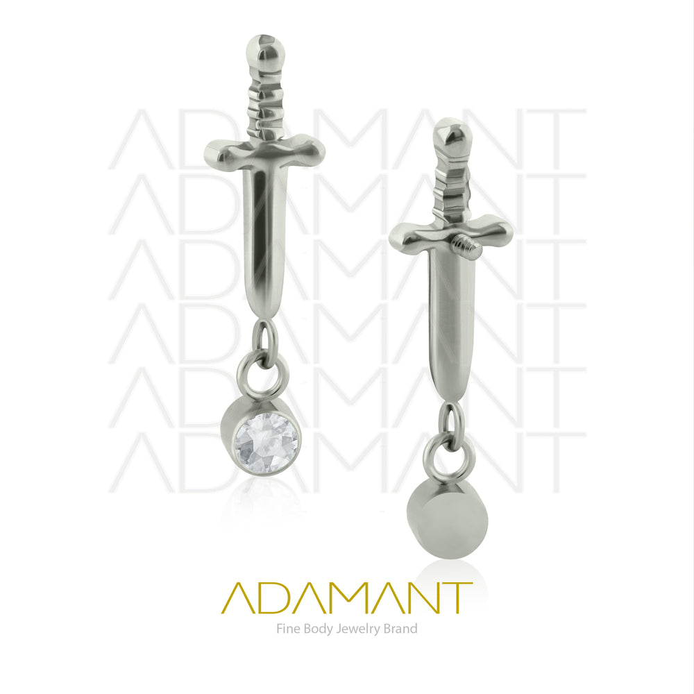 18g - 16g, Titanio Accesorio Rosca, 0.9mm Patrón de rosca, Espada Chain Bezel set, Cubic Zirconia.