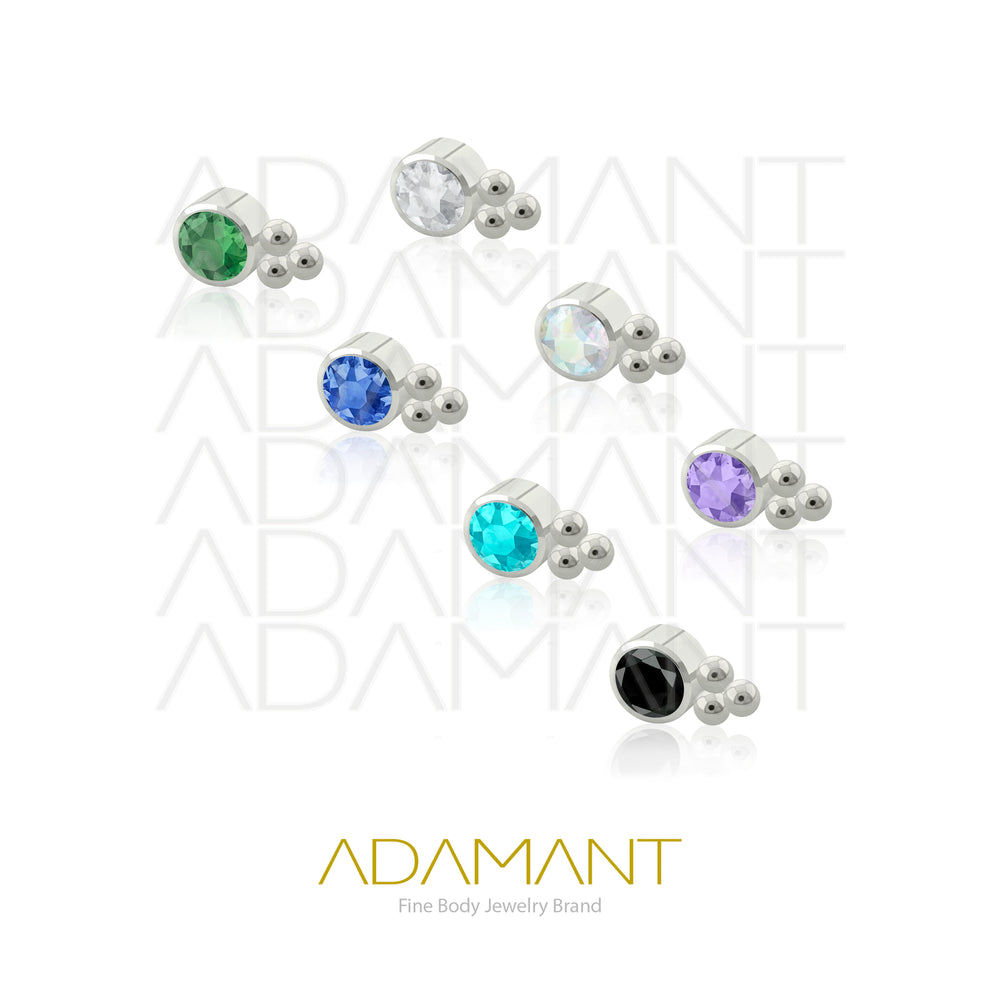 18g - 16g, Titanio Accesorio Rosca, 0.9mm Patrón de rosca, TRI, Bezel Set, Cubic Zirconia.