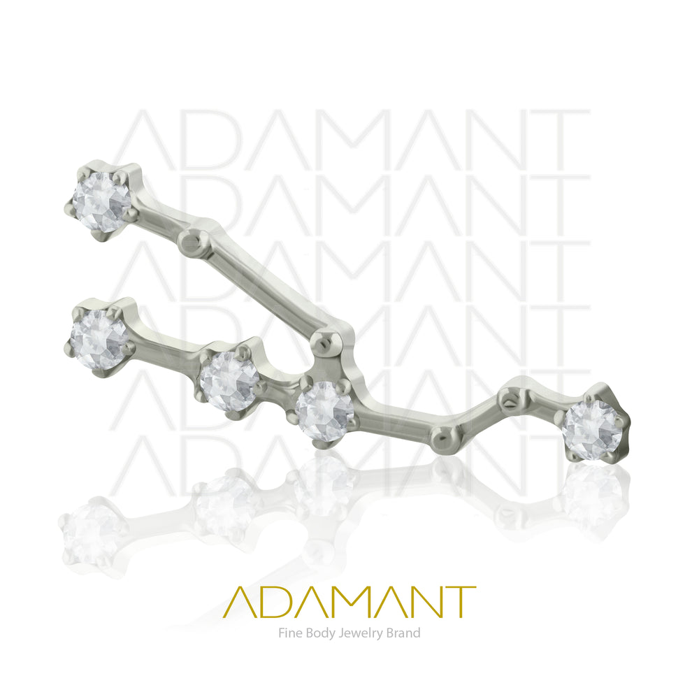 18g - 16g, Titanio Accesorio Rosca, 0.9mm Patrón de rosca, Constelación Tauro, Prong Set, Cubic Zirconia.