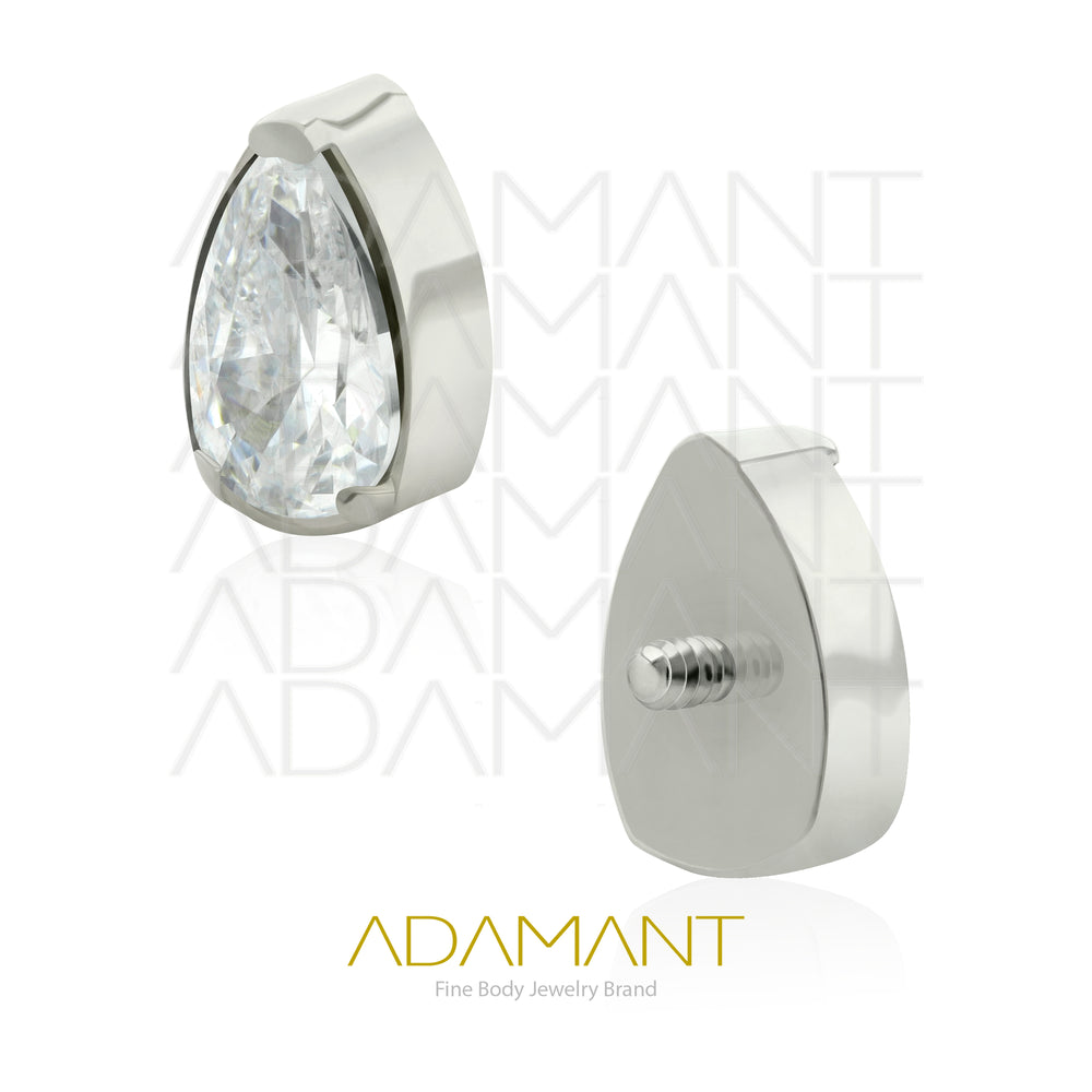18g - 16g, Titanio Accesorio Rosca, 0.9mm Patrón de rosca, Teardrop Prong Set 3, Cubic Zirconia.