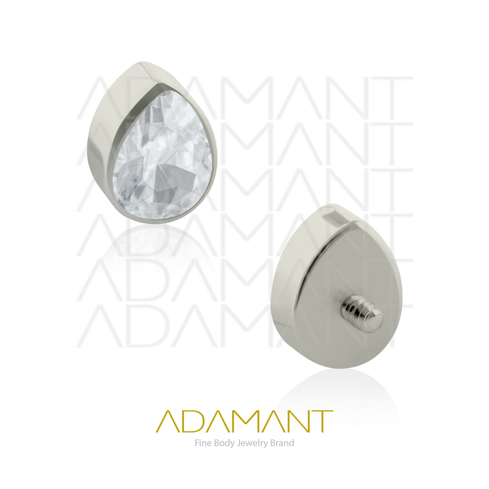 18g - 16g, Titanio Accesorio Rosca, 0.9mm Patrón de rosca, Teardrop Bezel Set, Cubic Zirconia.