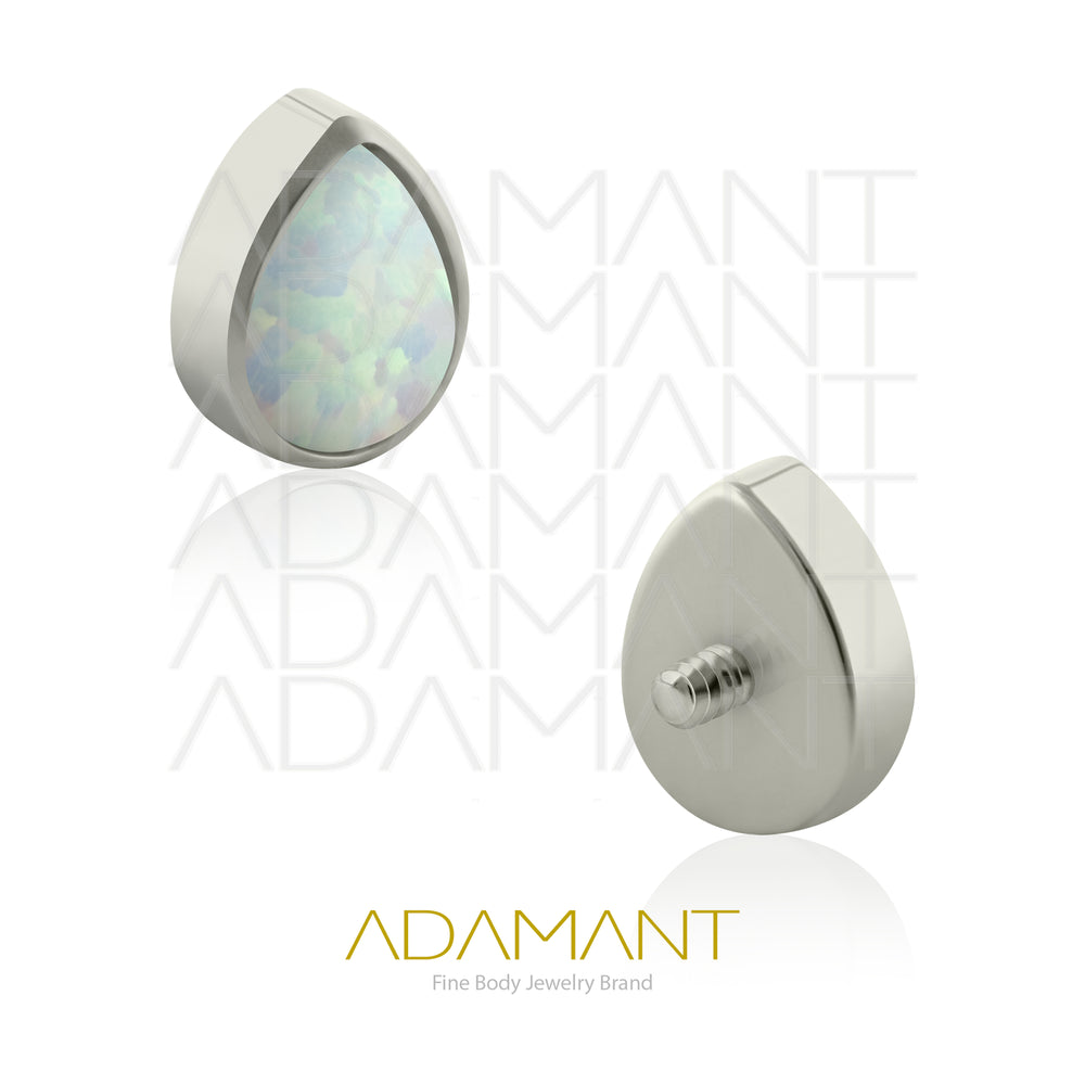 18g - 16g, Titanio Accesorio Rosca, 0.9mm Patrón de rosca, Teardrop Bezel Set, Opal.