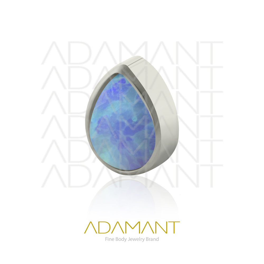 18g - 16g, Titanio Accesorio Rosca, 0.9mm Patrón de rosca, Teardrop Bezel Set, Opal.