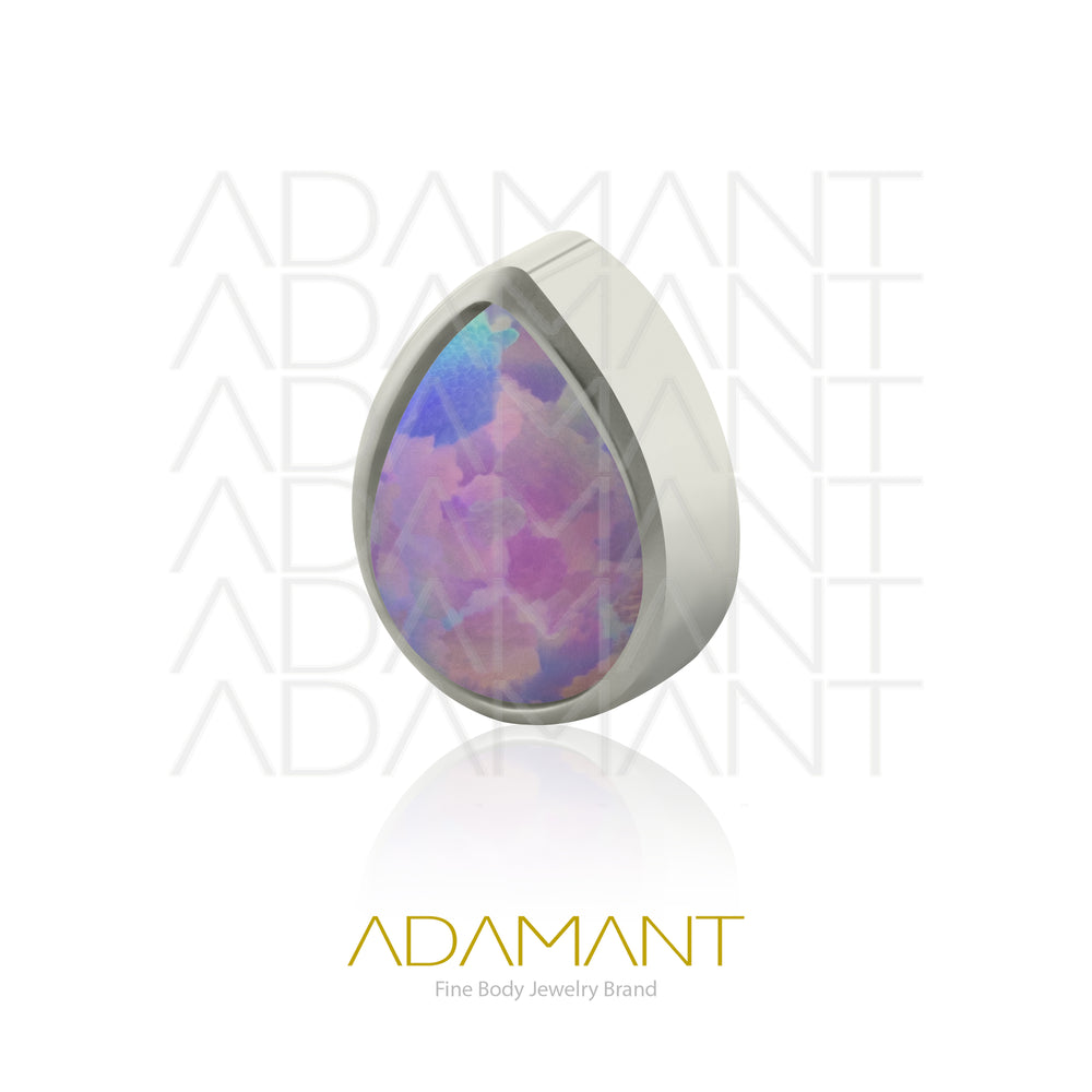 18g - 16g, Titanio Accesorio Rosca, 0.9mm Patrón de rosca, Teardrop Bezel Set, Opal.