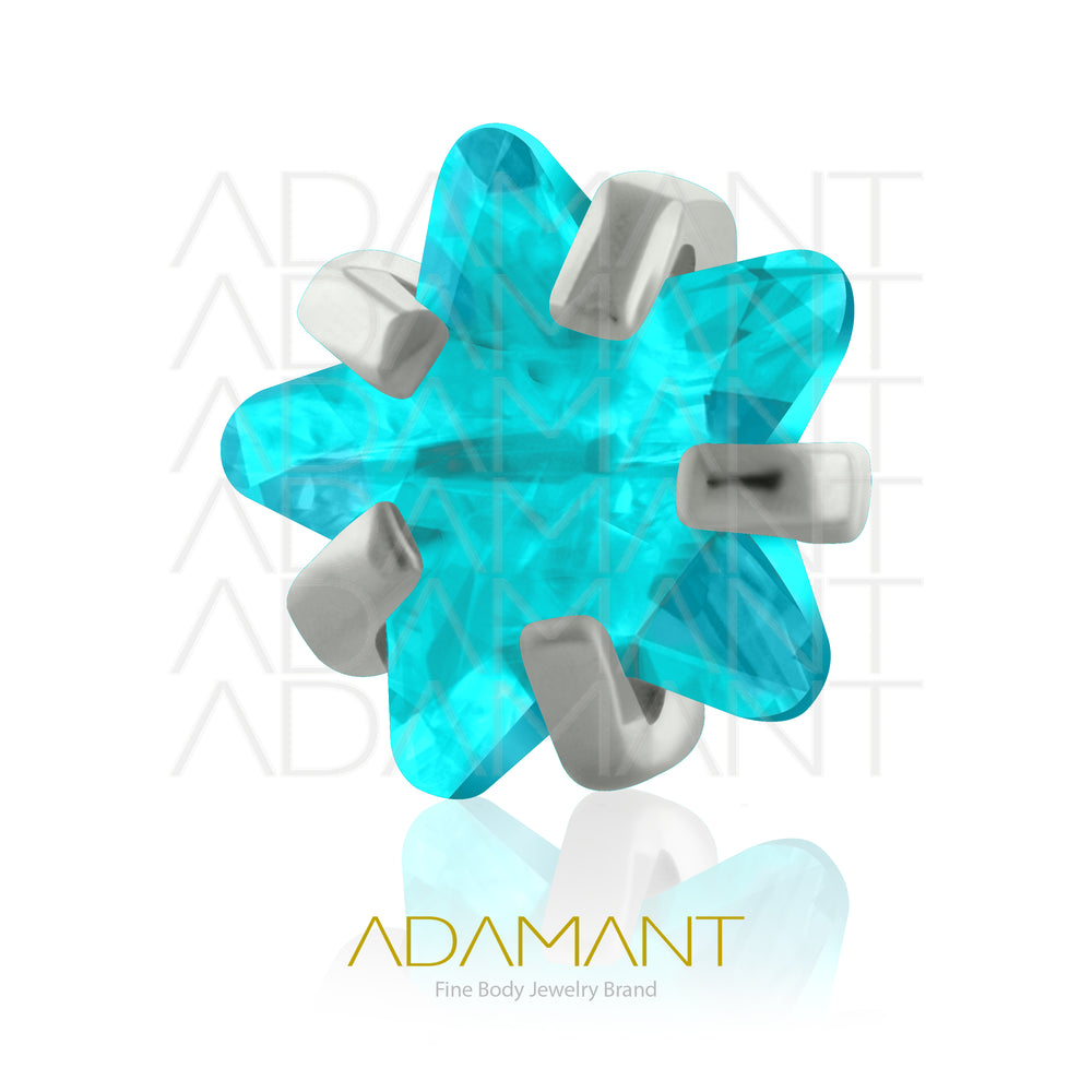 18g - 16g, Titanio Accesorio Rosca, 0.9mm Patrón de rosca, Estrella Prong Set, Cubic Zirconia.