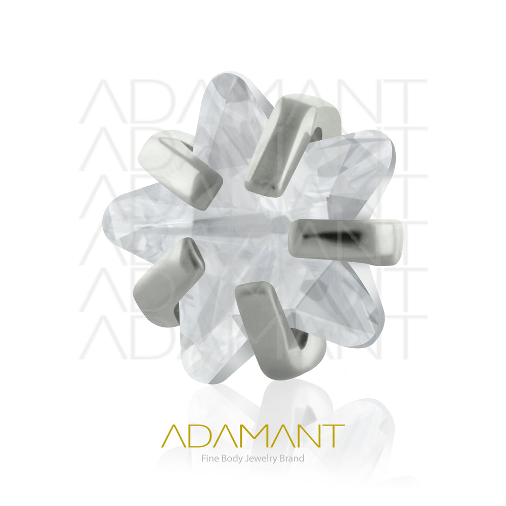 18g - 16g, Titanio Accesorio Rosca, 0.9mm Patrón de rosca, Estrella Prong Set, Cubic Zirconia.