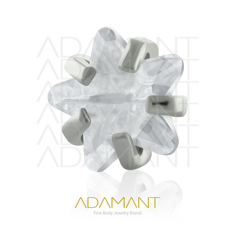 18g - 16g, Titanio Accesorio Rosca, 0.9mm Patrón de rosca, Estrella Prong Set, Cubic Zirconia.