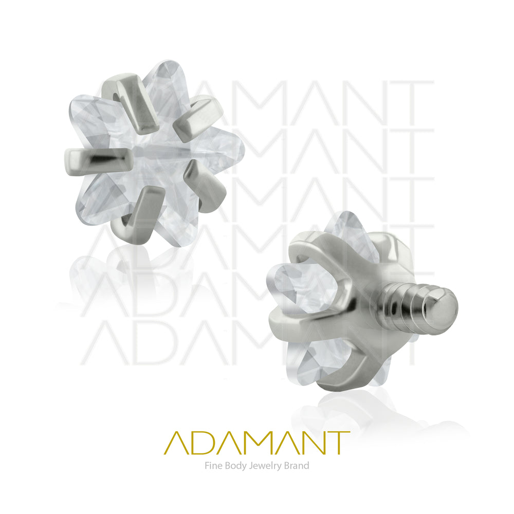 18g - 16g, Titanio Accesorio Rosca, 0.9mm Patrón de rosca, Estrella Prong Set, Cubic Zirconia.