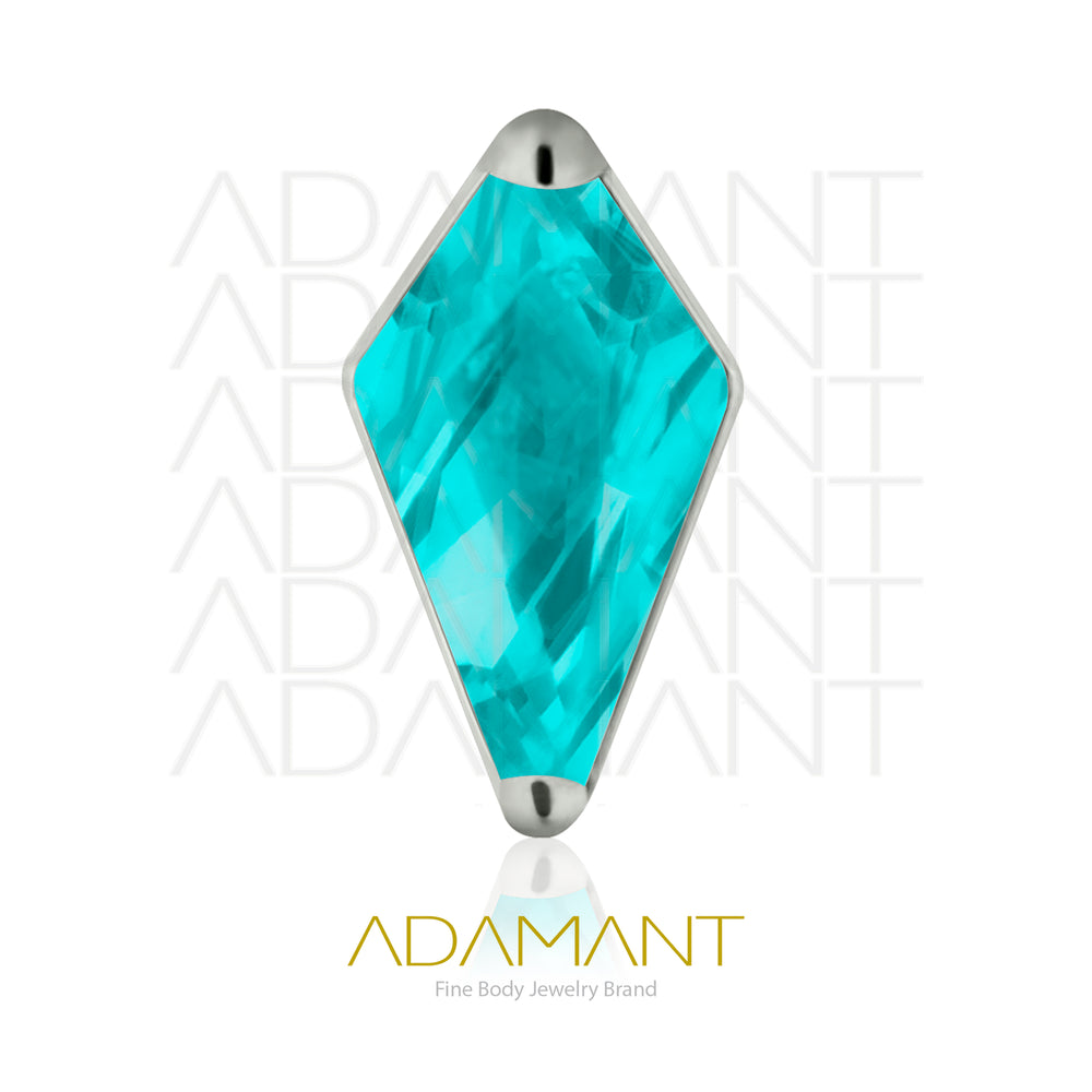 18g - 16g, Titanio Accesorio Rosca, 0.9mm Patrón de rosca, Rhombus, Prong Set, Cubic Zirconia.