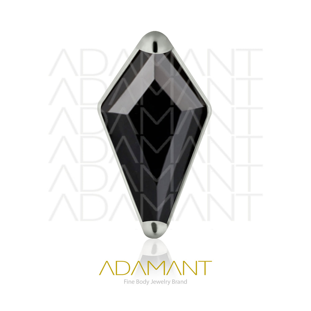 18g - 16g, Titanio Accesorio Rosca, 0.9mm Patrón de rosca, Rhombus, Prong Set, Cubic Zirconia.