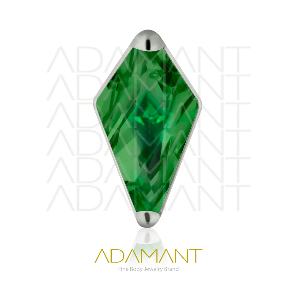 18g - 16g, Titanio Accesorio Rosca, 0.9mm Patrón de rosca, Rhombus, Prong Set, Cubic Zirconia.