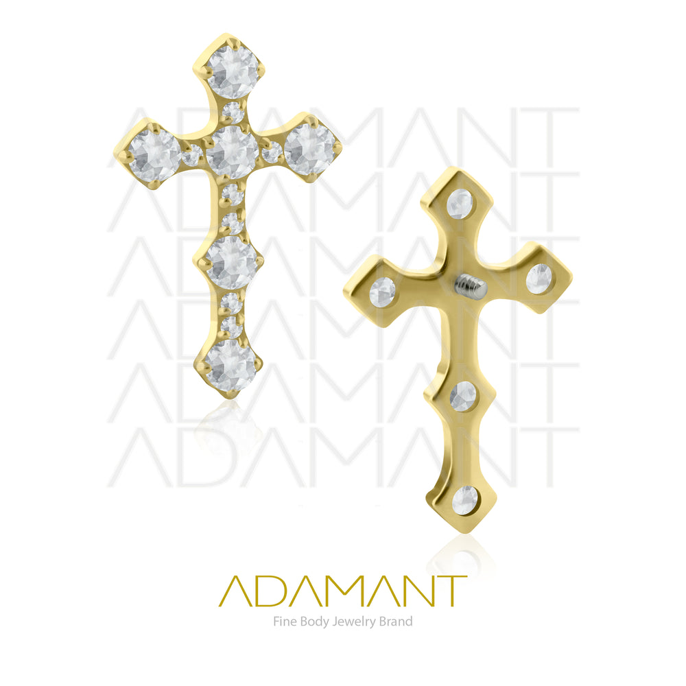 18g - 16g, Titanio Platizado Dorado, Accesorio Rosca, 0.9mm Patrón de rosca, Celtic, Prong Set, Cubic Zirconia.