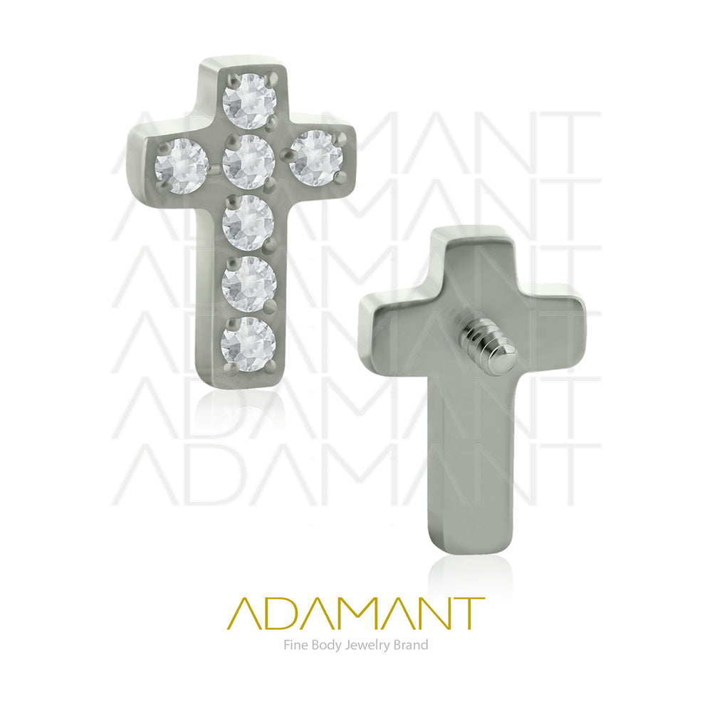 18g - 16g, Titanio Accesorio Rosca, 0.9mm Patrón de rosca, Mini Cross Multijewelry, Prong Set, Cubic Zirconia.
