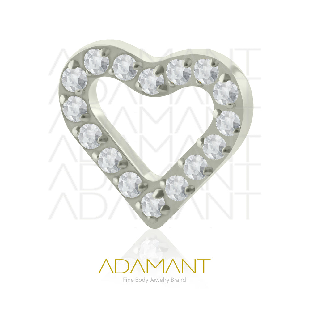 18g - 16g, Titanio Accesorio Rosca, 0.9mm Patrón de rosca, Heart Frame Multijewelry, Prong set, Cubic Zirconia.