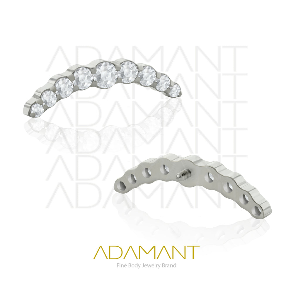 18g - 16g, Titanio Accesorio Rosca, 0.9mm Patrón de rosca, 9 gems cluster, Prong Set, Cubic Zirconia.