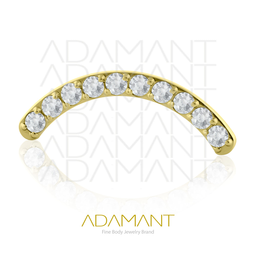 18g - 16g, Titanio Platizado Dorado, Accesorio Rosca, 0.9mm Patrón de rosca, Arc Spark, Prong Set, Cubic Zirconia.