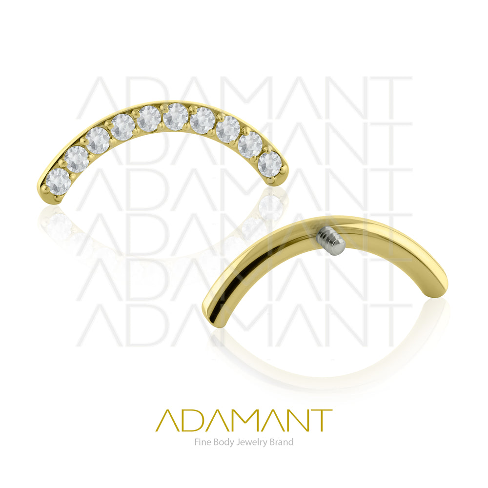 18g - 16g, Titanio Platizado Dorado, Accesorio Rosca, 0.9mm Patrón de rosca, Arc Spark, Prong Set, Cubic Zirconia.