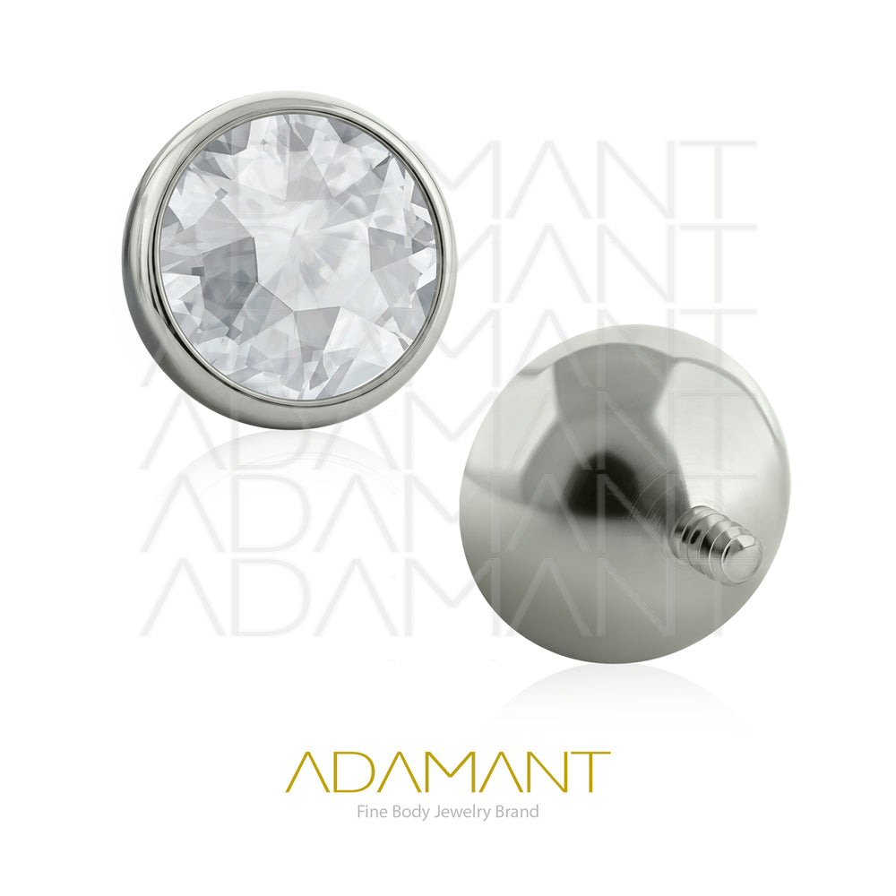 18g - 16g, Titanio Accesorio Rosca, 0.9mm Patrón de rosca, Bezel set Concavo, Cubic Zirconia.