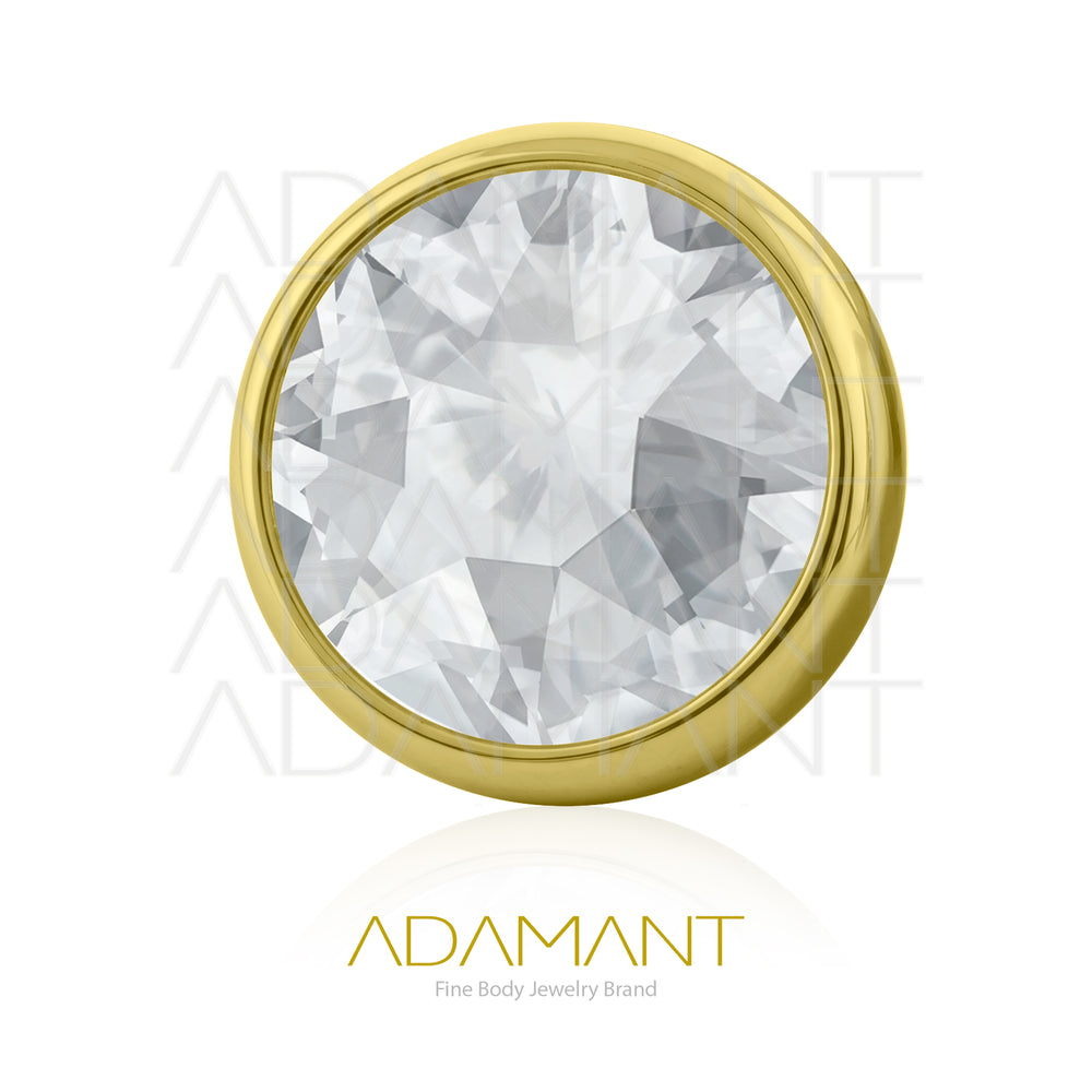 18g - 16g, Titanio Platizado Dorado Accesorio Rosca, 0.9mm Patrón de rosca, Bezel set Concavo, Cubic Zirconia.