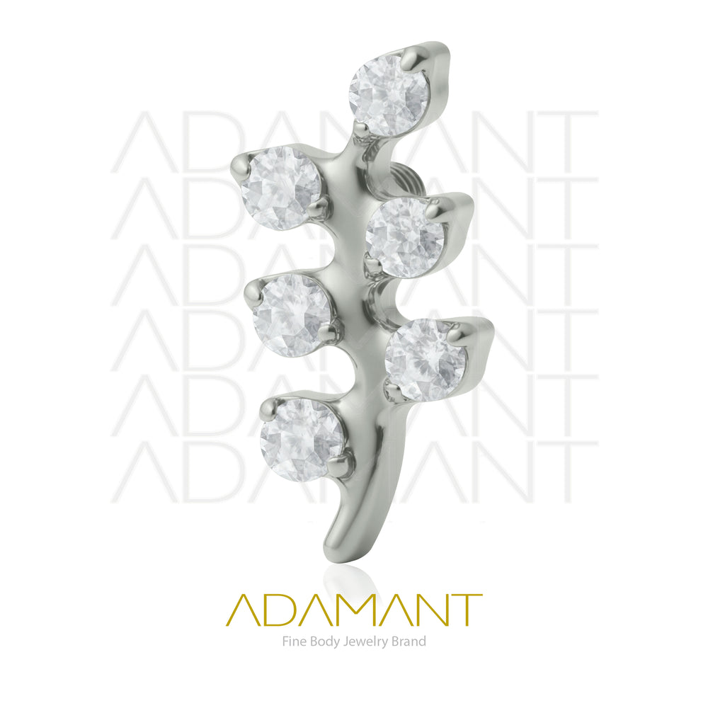 18g - 16g, Titanio Accesorio Rosca, 0.9mm Patrón de rosca, Branch leaves, Prong set, Cubic Zirconia.