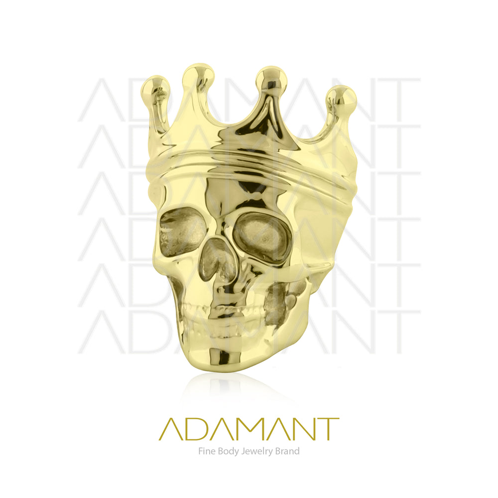 18g - 16g, Titanio Platizado Dorado Accesorio Rosca, 0.9mm Patrón de rosca, Crowned Skull