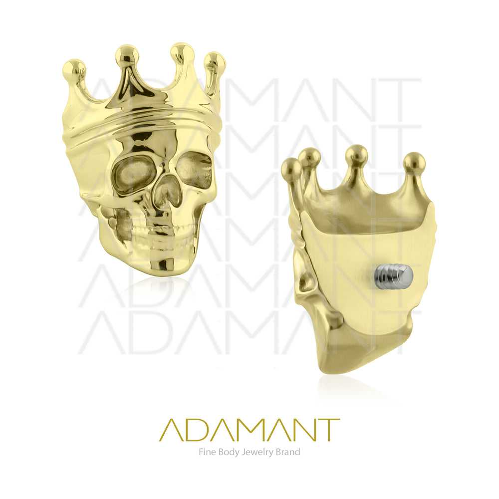 18g - 16g, Titanio Platizado Dorado Accesorio Rosca, 0.9mm Patrón de rosca, Crowned Skull