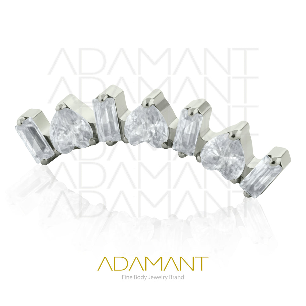 18g - 16g, Titanio Accesorio Rosca, 0.9mm Patrón de rosca, Crystal Arc, Prong set, Cubic zirconia.