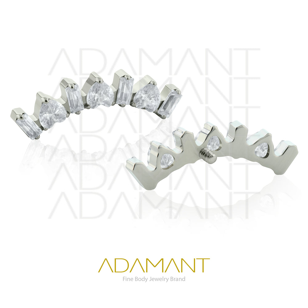 18g - 16g, Titanio Accesorio Rosca, 0.9mm Patrón de rosca, Crystal Arc, Prong set, Cubic zirconia.