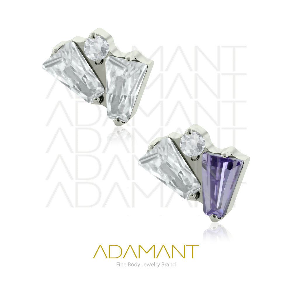 18g - 16g, Titanio Accesorio Rosca, 0.9mm Patrón de rosca, Fan Gem, Prong Set, Cubic Zirconia.