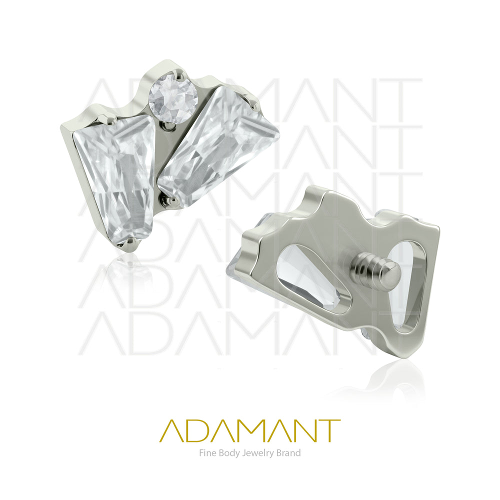 18g - 16g, Titanio Accesorio Rosca, 0.9mm Patrón de rosca, Fan Gem, Prong Set, Cubic Zirconia.