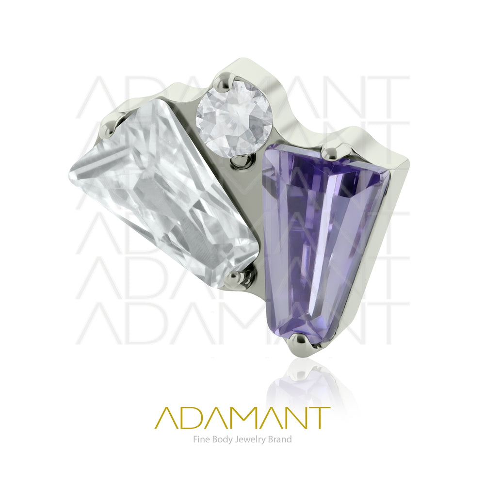 18g - 16g, Titanio Accesorio Rosca, 0.9mm Patrón de rosca, Fan Gem, Prong Set, Cubic Zirconia.