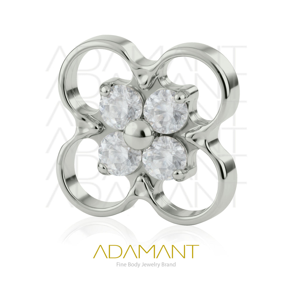 18g - 16g, Titanio Accesorio Rosca, 0.9mm Patrón de rosca, Flower pendant, Prong set, Cubic Zirconia.