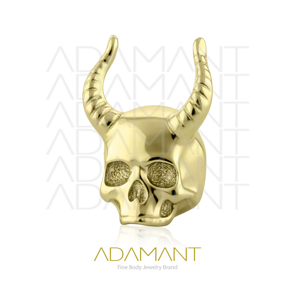 18g - 16g, Titanio Platizado Dorado Accesorio Rosca, 0.9mm Patrón de rosca, Horned Skull