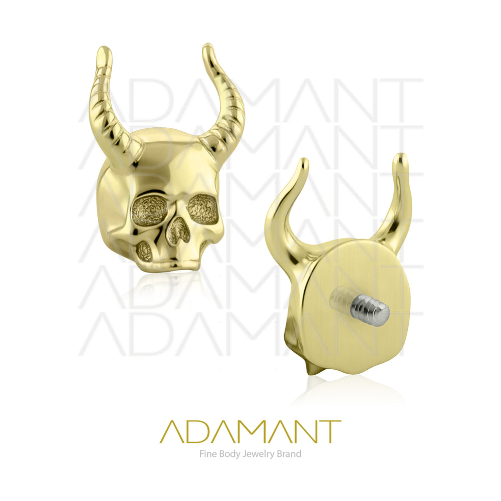 18g - 16g, Titanio Platizado Dorado Accesorio Rosca, 0.9mm Patrón de rosca, Horned Skull