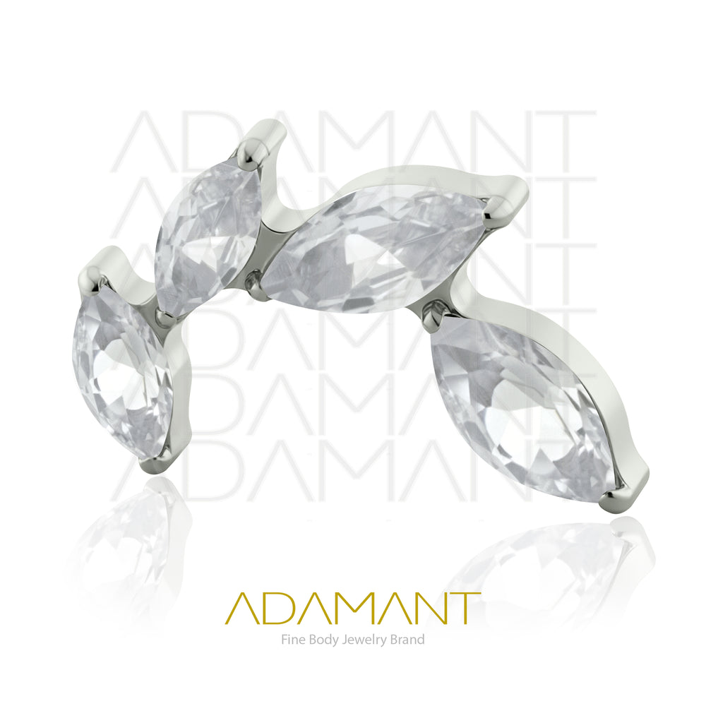 18g - 16g, Titanio Accesorio Rosca, 0.9mm Patrón de rosca, Leaf Marquise, Prong set, Cubic Zirconia.