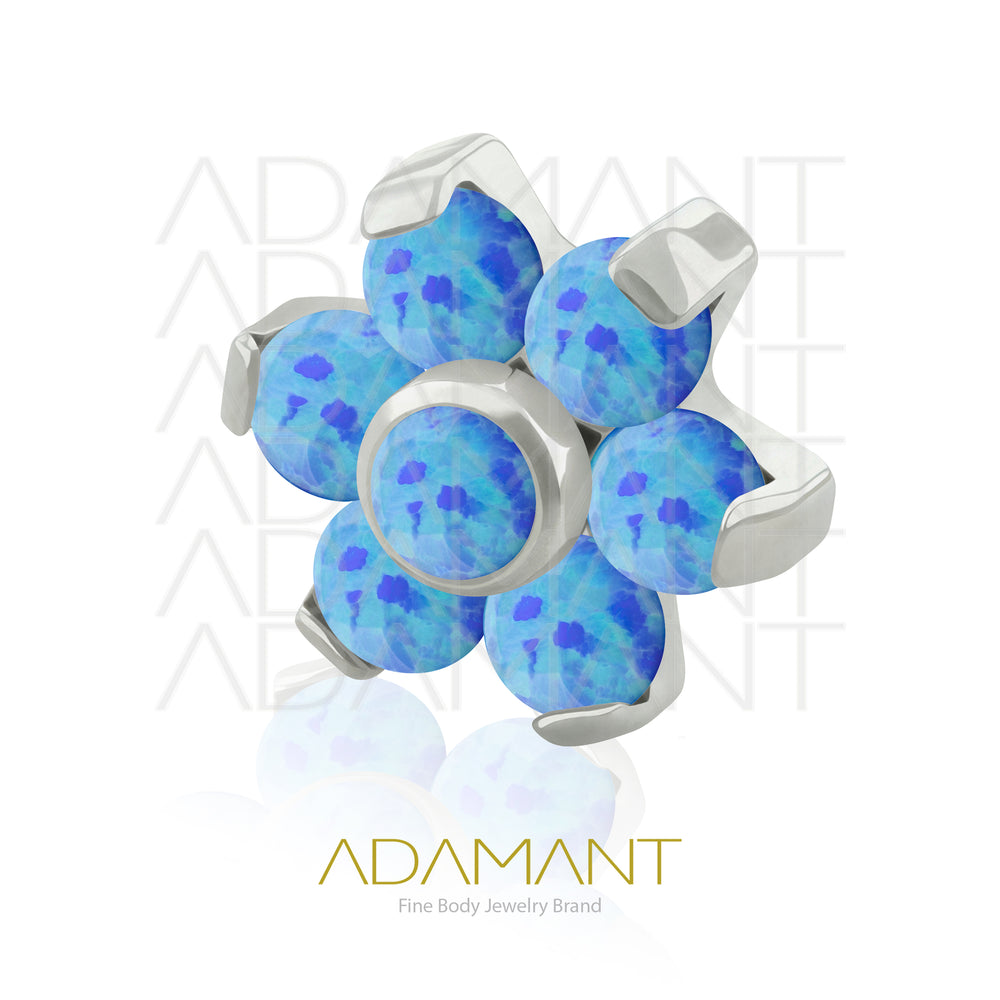 18g - 16g, Titanio Accesorio Rosca, 0.9mm Patrón de rosca, Flor, Prong Set, Opal.