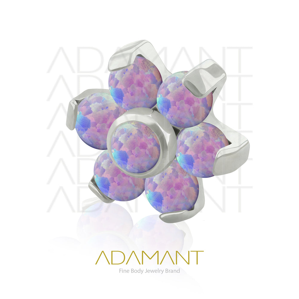18g - 16g, Titanio Accesorio Rosca, 0.9mm Patrón de rosca, Flor, Prong Set, Opal.