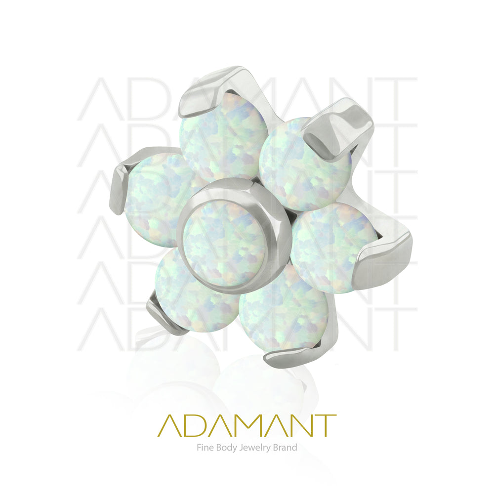 18g - 16g, Titanio Accesorio Rosca, 0.9mm Patrón de rosca, Flor, Prong Set, Opal.