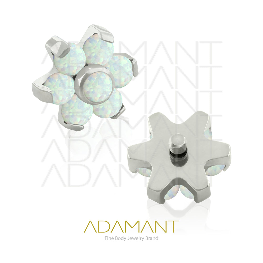 18g - 16g, Titanio Accesorio Rosca, 0.9mm Patrón de rosca, Flor, Prong Set, Opal.