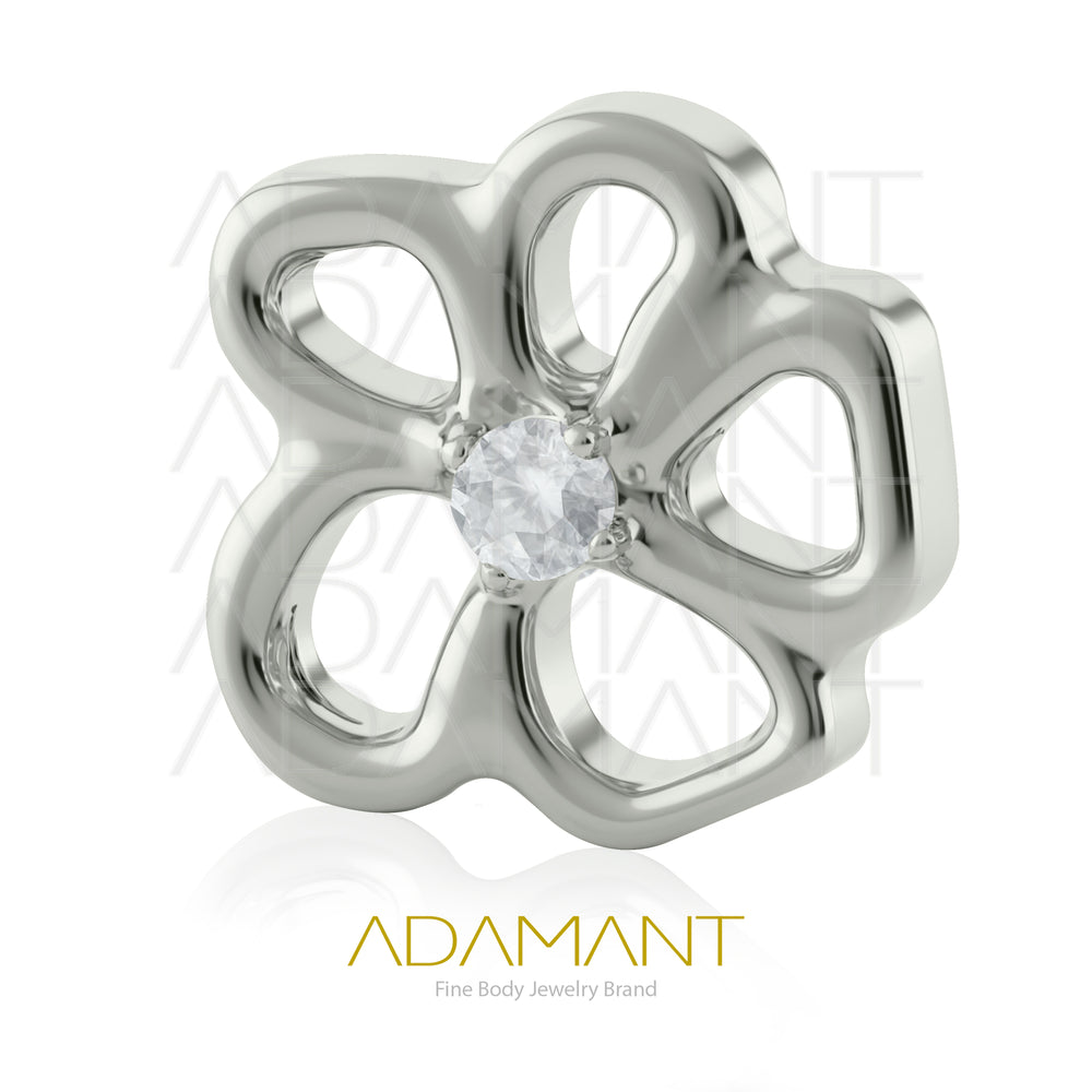 18g - 16g, Titanio Accesorio Rosca, 0.9mm Patrón de rosca, Open Flower, Prong set, Cubic Zirconia.