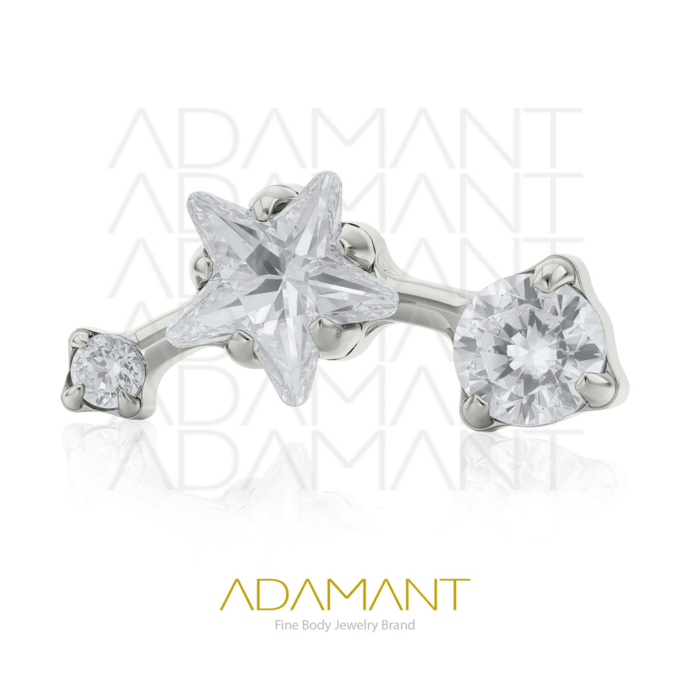 18g - 16g, Titanio Accesorio Rosca, 0.9mm Patrón de rosca, Shooting star, Prong set, Cubic Zirconia.