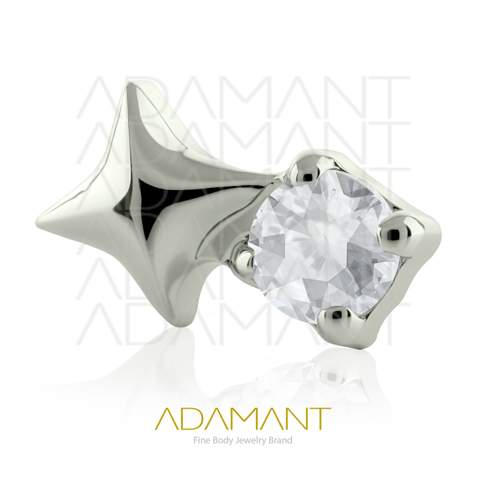 18g - 16g, Titanio Accesorio Rosca, 0.9mm Patrón de rosca, Star Gem, Prong set, Cubic Zirconia.