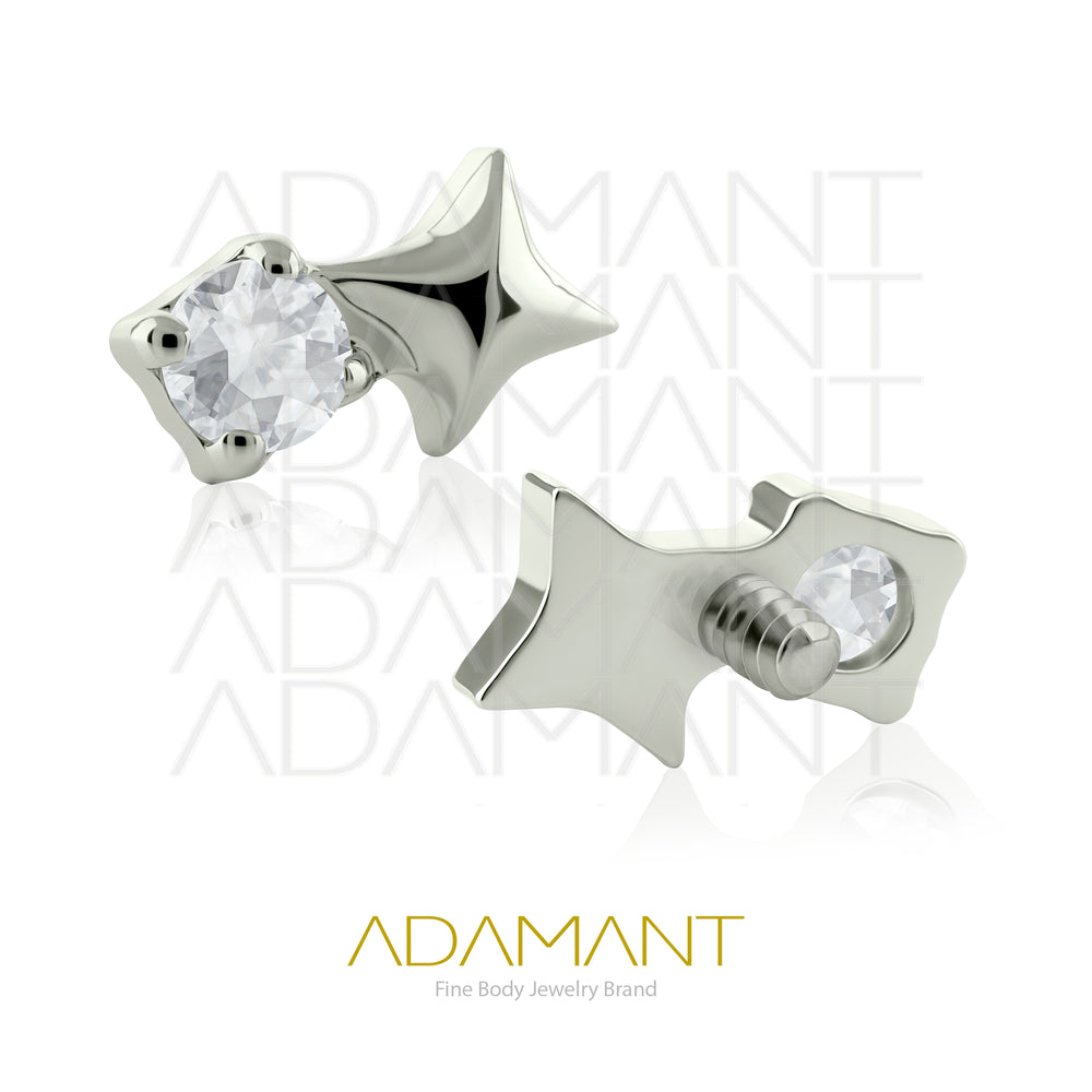 18g - 16g, Titanio Accesorio Rosca, 0.9mm Patrón de rosca, Star Gem, Prong set, Cubic Zirconia.