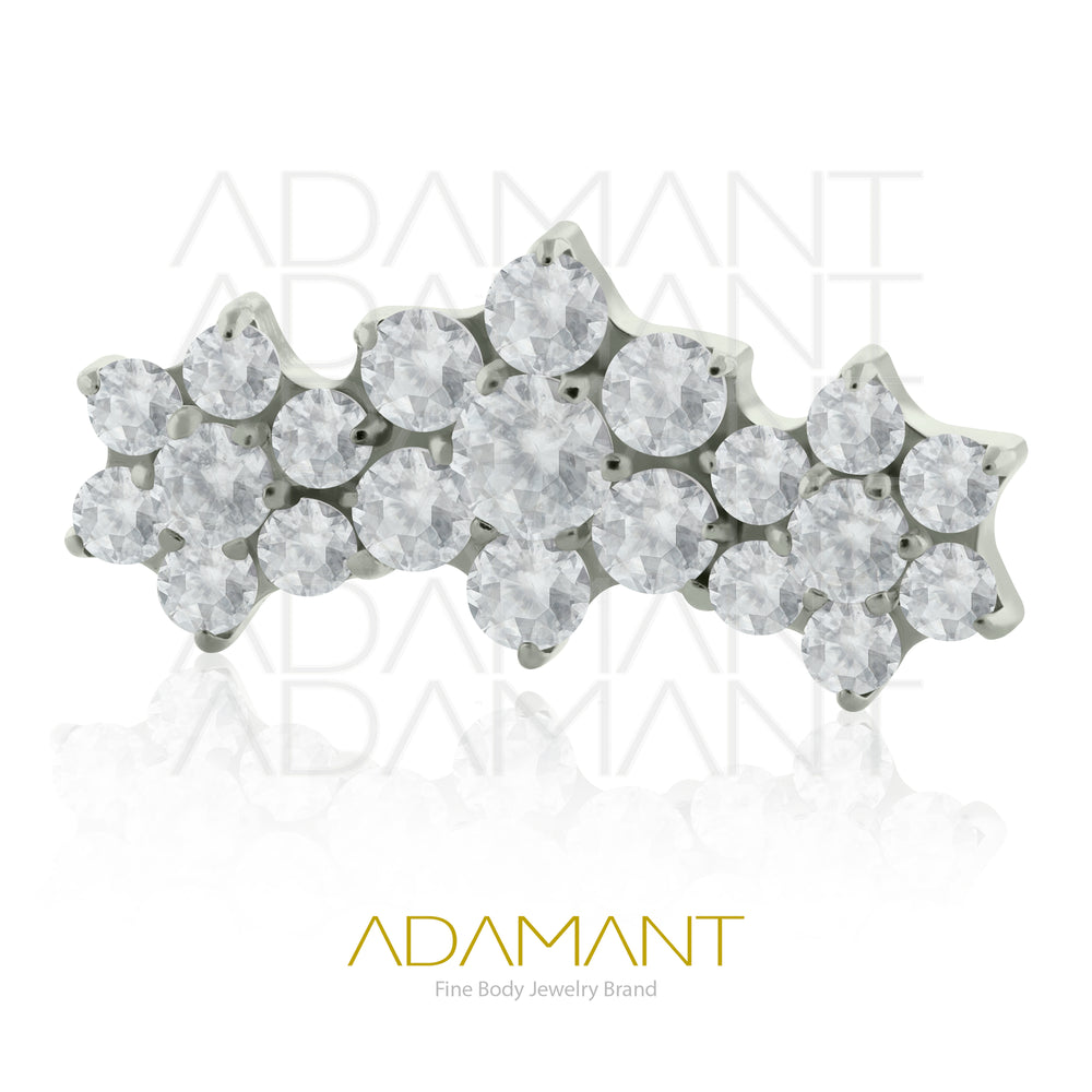 18g - 16g, Titanio Accesorio Rosca, 0.9mm Patrón de rosca, Triple flower, Prong Set, Cubic Zirconia.