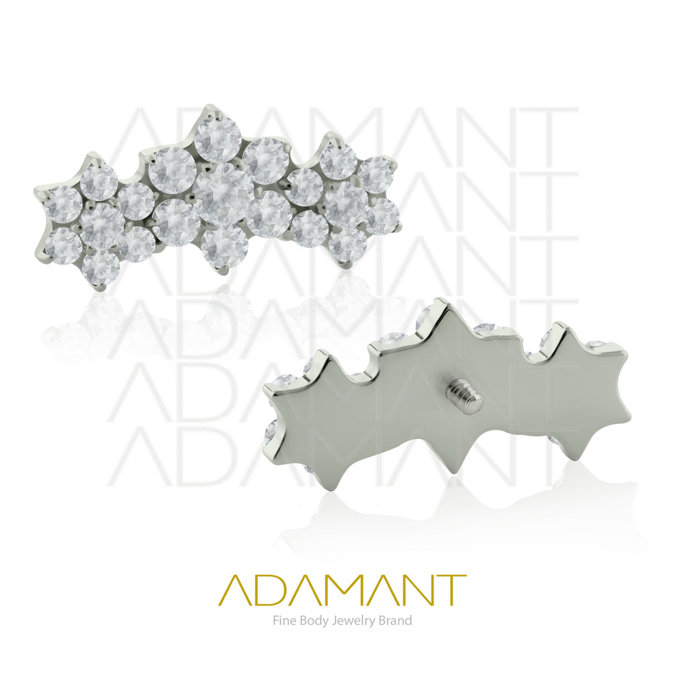 18g - 16g, Titanio Accesorio Rosca, 0.9mm Patrón de rosca, Triple flower, Prong Set, Cubic Zirconia.