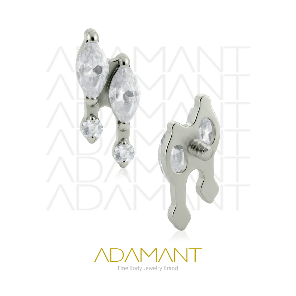 18g - 16g, Titanio Accesorio Rosca, 0.9mm Patrón de rosca, Gem Duo, Prong set, Cubic Zirconia.